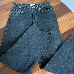 Zara Womens Black Straight Leg Jeans Size 4 Raw Hem